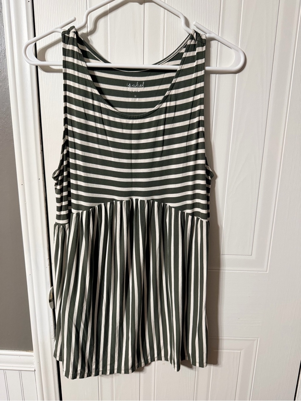 Striped Green & White Sleeveless Maternity Tank